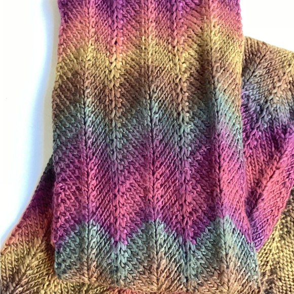 Scarf Hand Crafted Colorful Boho Burgandy Green Gold Brown m - Picture 5 of 11